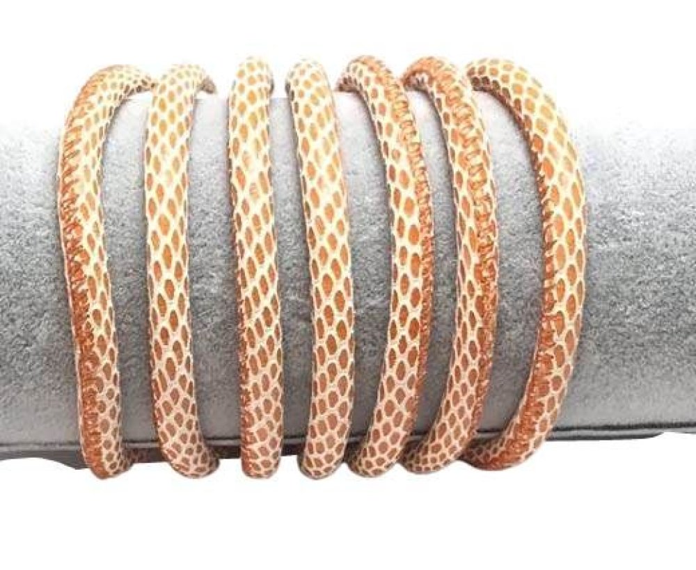 Real Round Nappa Leather cords 6mm- Snake style-Orange
