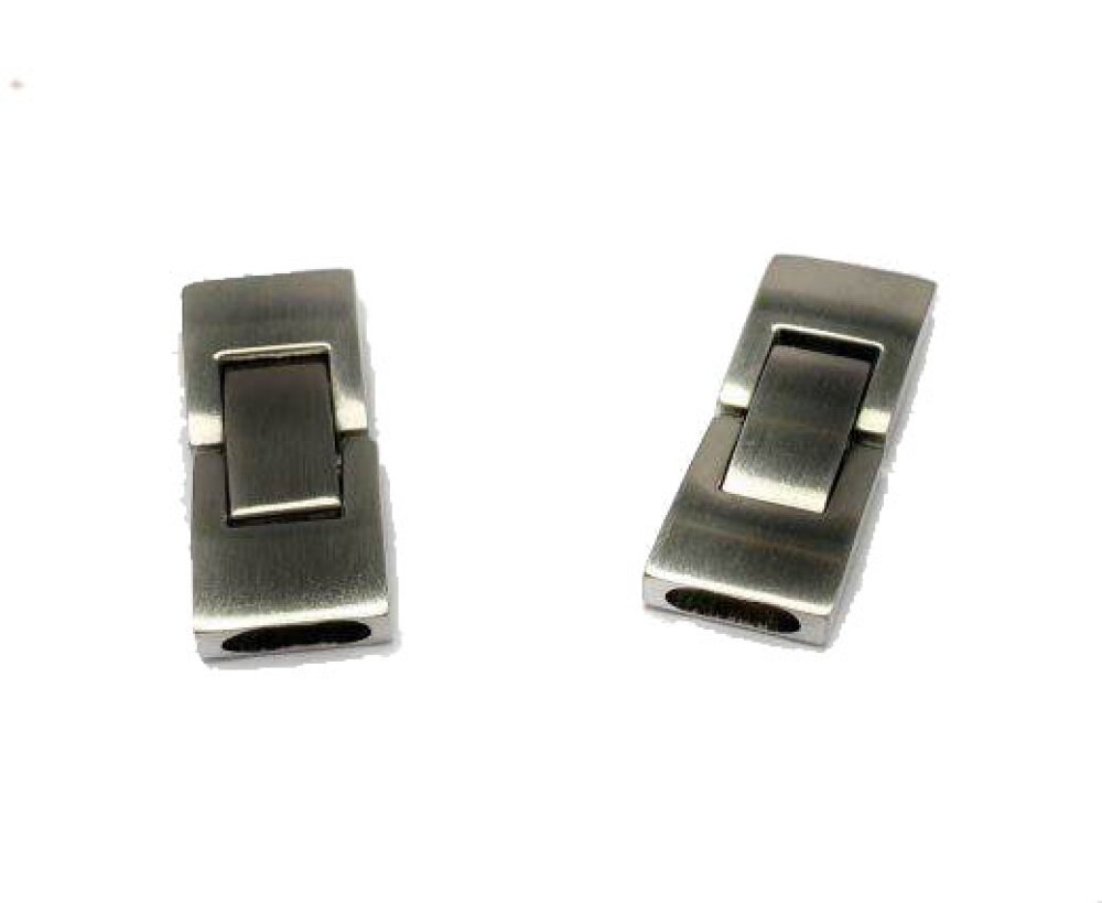 Stainless Steel Snap Lock Clasp-Matt Steel -MGST-14-5.5x2.5mm
