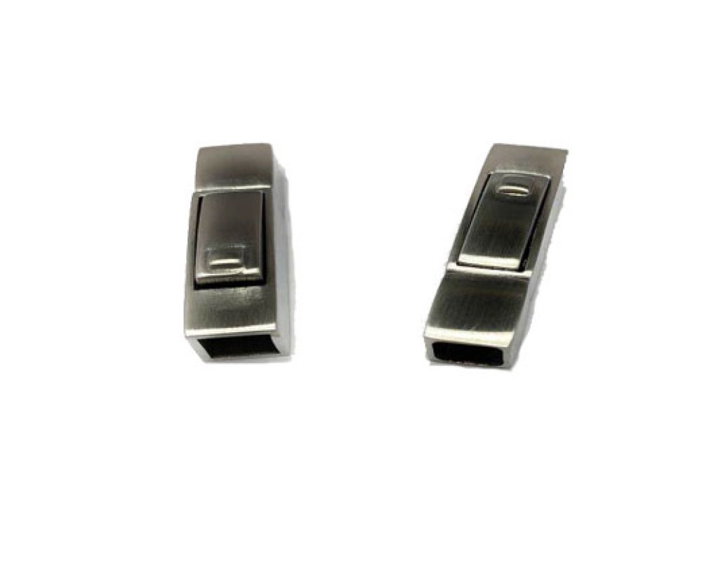 Stainless Steel Snap Lock Clasp-Matt Steel-MGST270-2.5x5.5mm