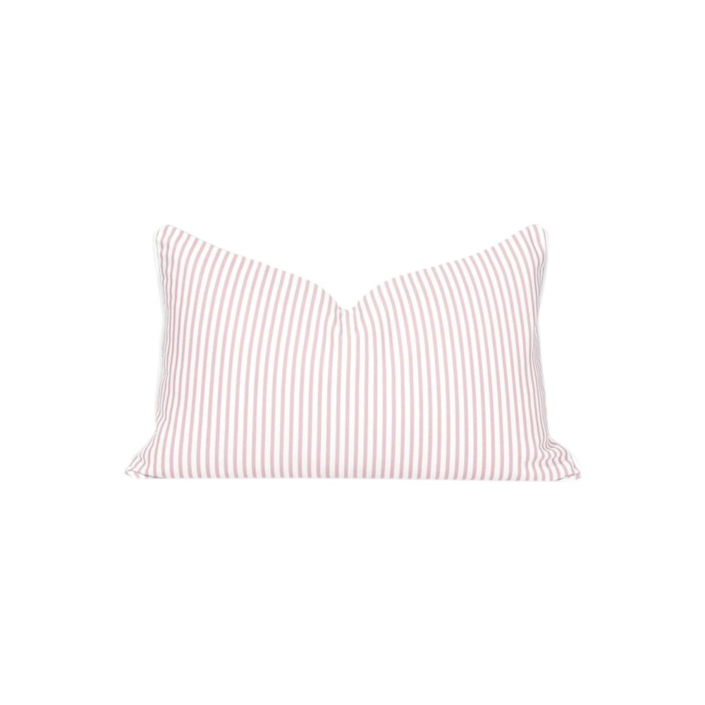 White and Pink Striped Cotton Cushion