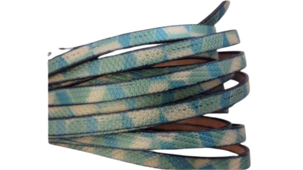 Flat Leather Italian 5mm - blue and white