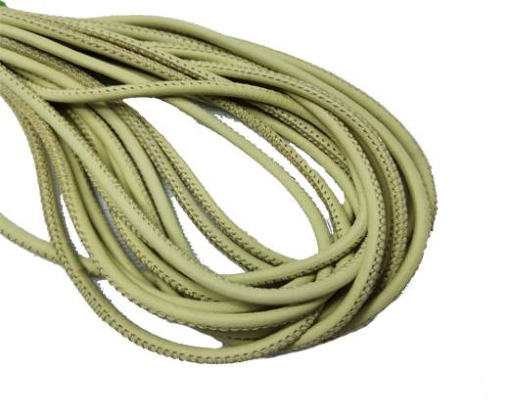 Round Stitched Leather Cord - 3mm - Mint