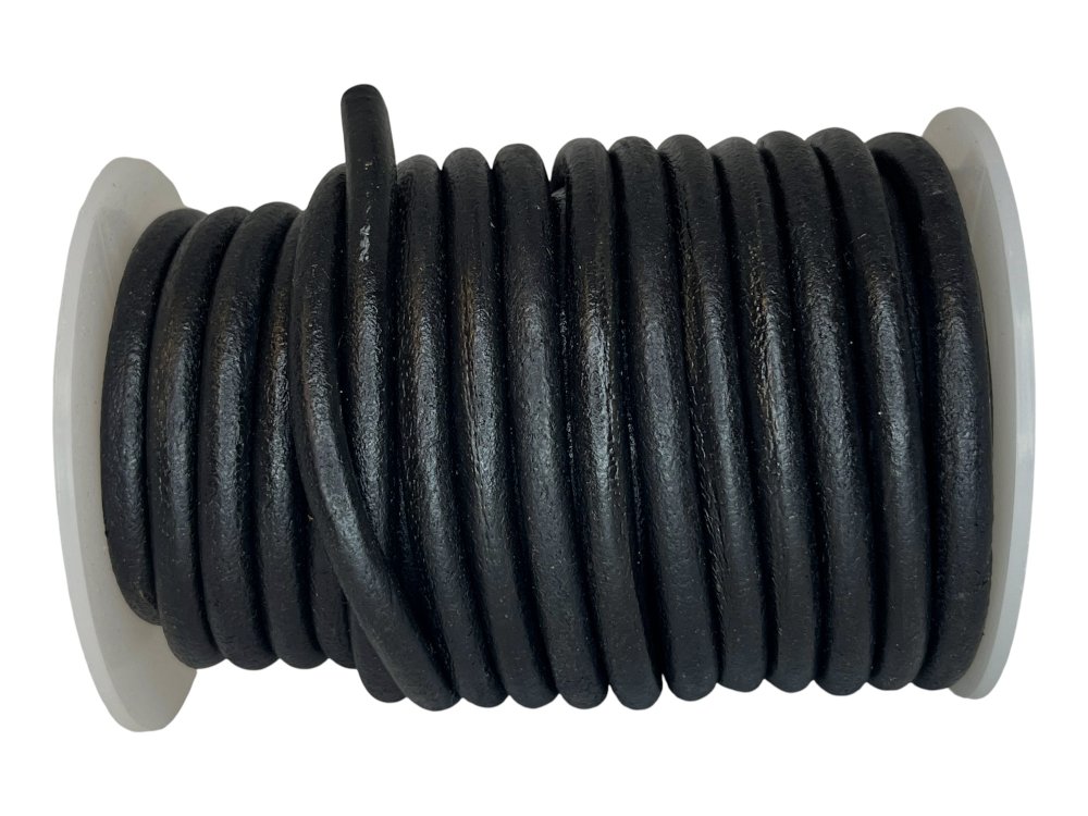 Round leather Cords - 6mm - Black