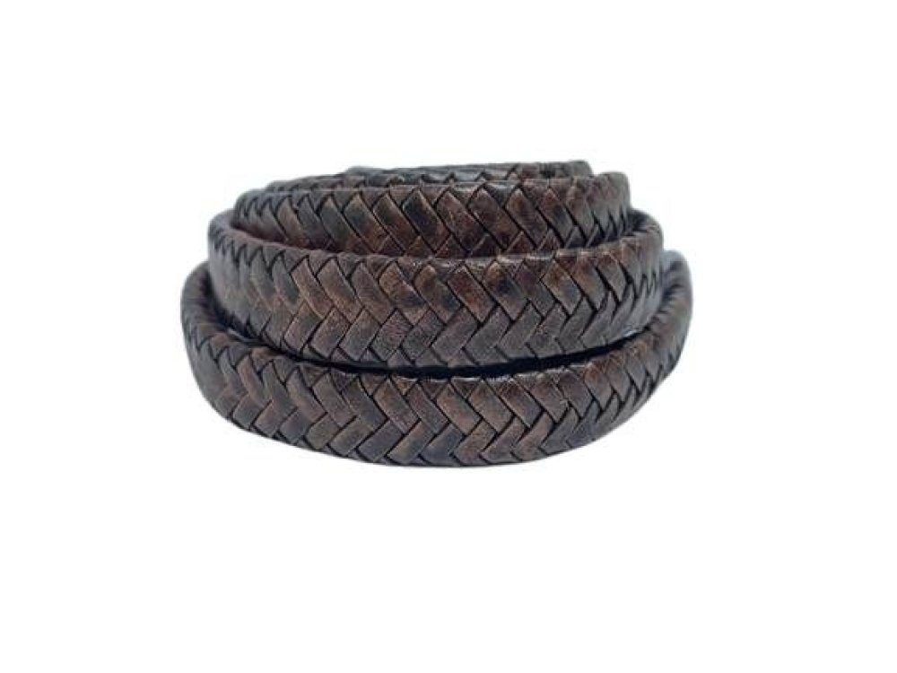 OVAL BRAIDED LEATHER CORDS KHAJUR STYLE 15X4.5MM - BLACK