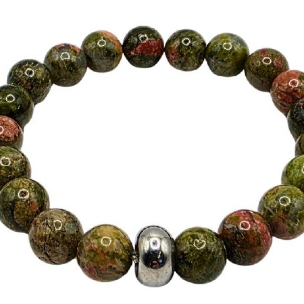 Unakite Gemstone Bracelet: Style-517 (8mm)