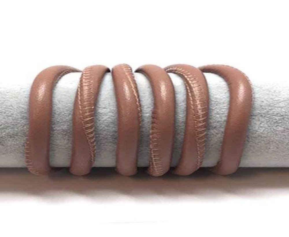 Round stitched nappa leather cord-6mm-Old rose