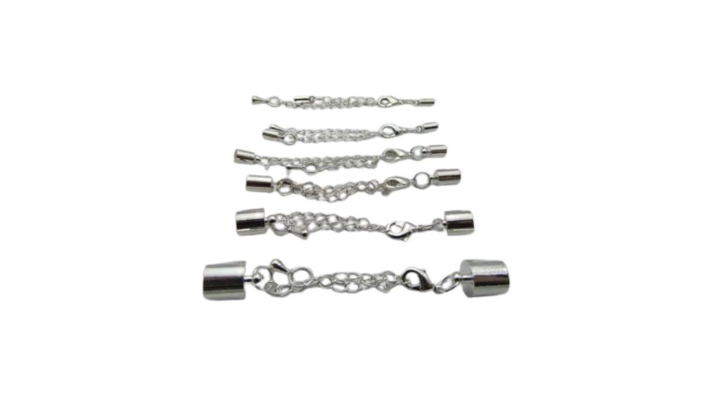 Brass extension chain with lobster clasp - FI7012 - Silver - 3mm