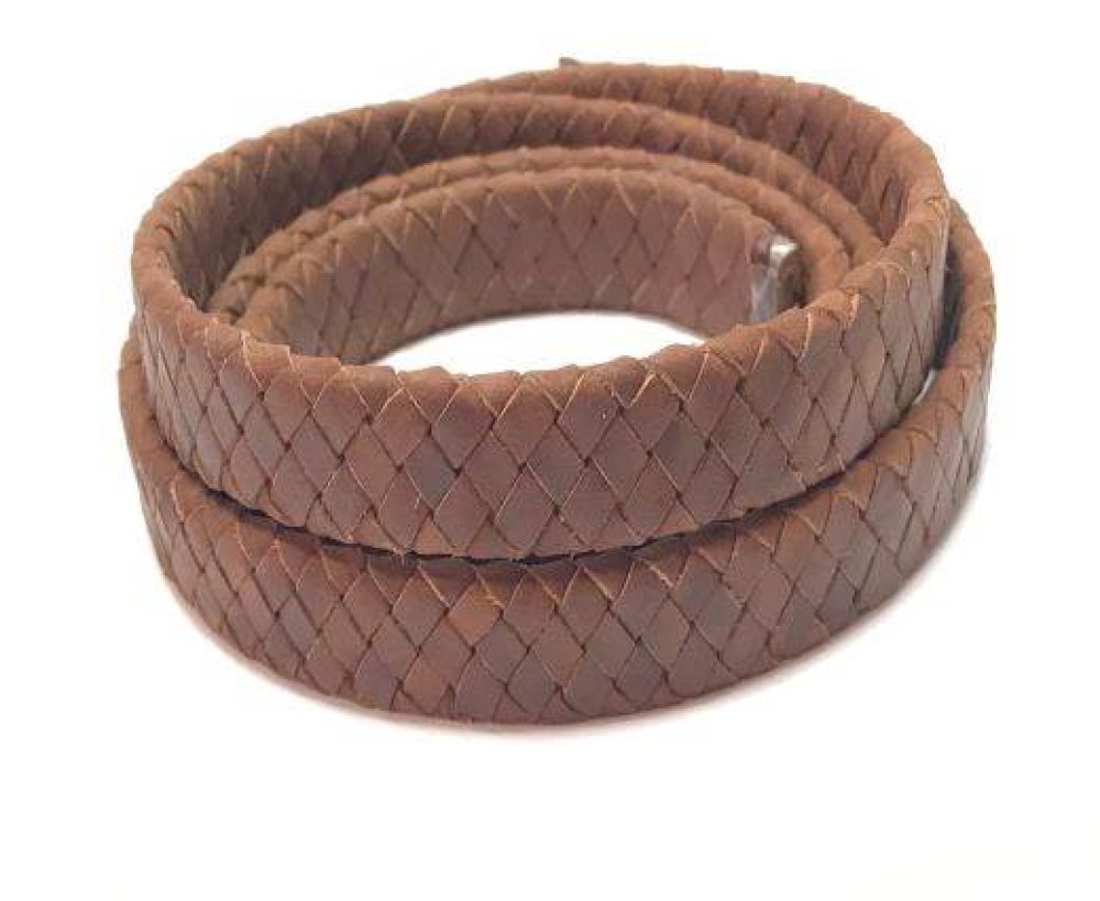 Ambiente Oval Braided Leather Cord - 15.5x4.5mm - Dark Natural