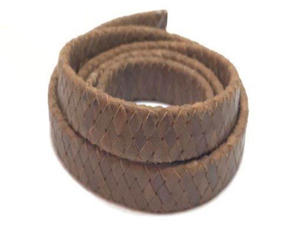 Oval Braided Leather Cord-15.5*4.5mm-natural