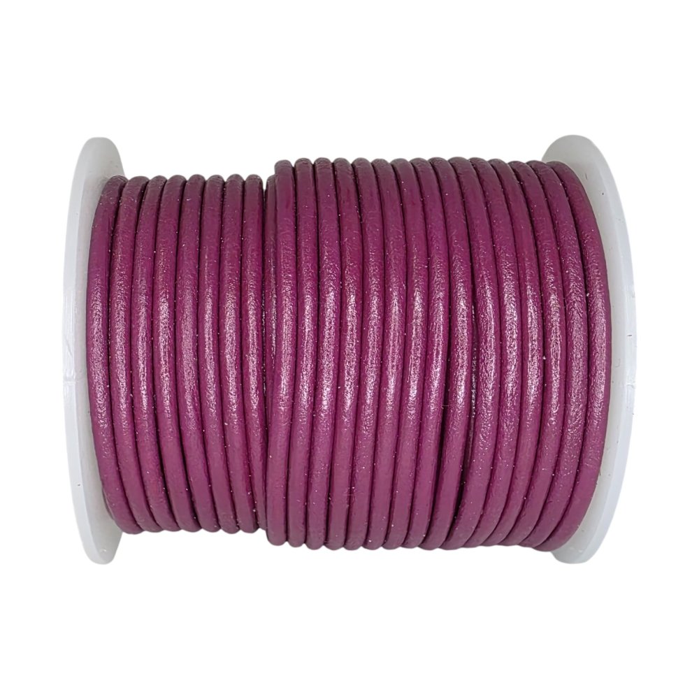 Round Leather Cord - 3mm - FUSCHIA
