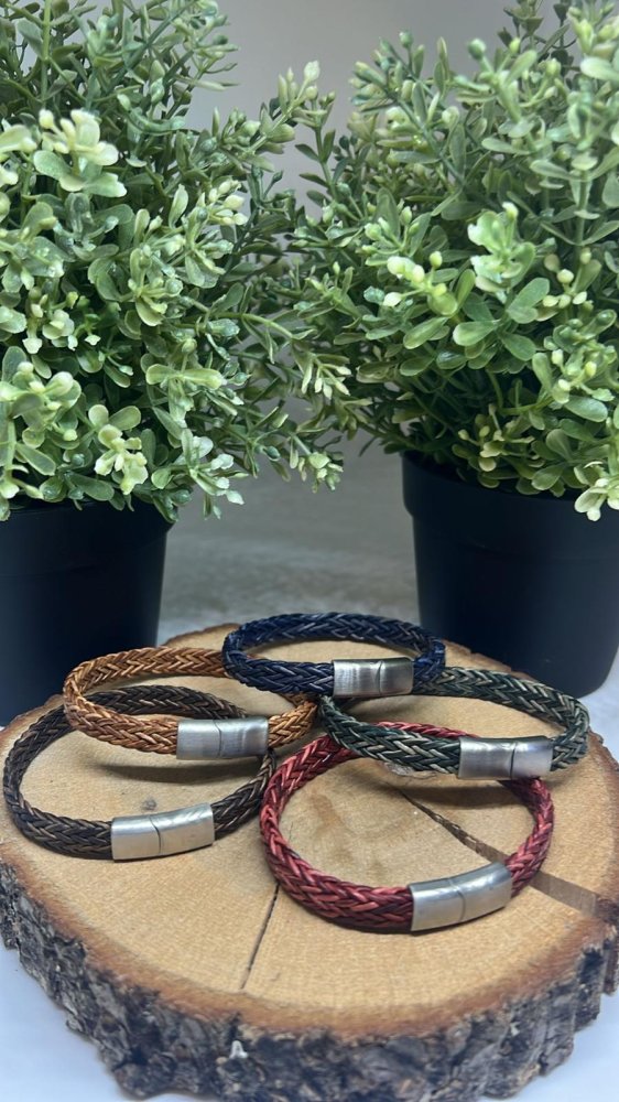 Spiral braided leather cords - 8x4mm - vintage grey