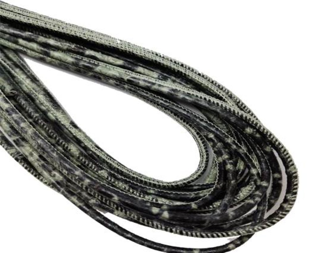 Round Stitched Leather Cord - 3mm - PYTHON STYLE - GREEN