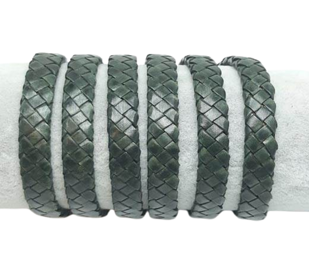 Oval braided cords-8*3.5mm-SE_Vintage Green