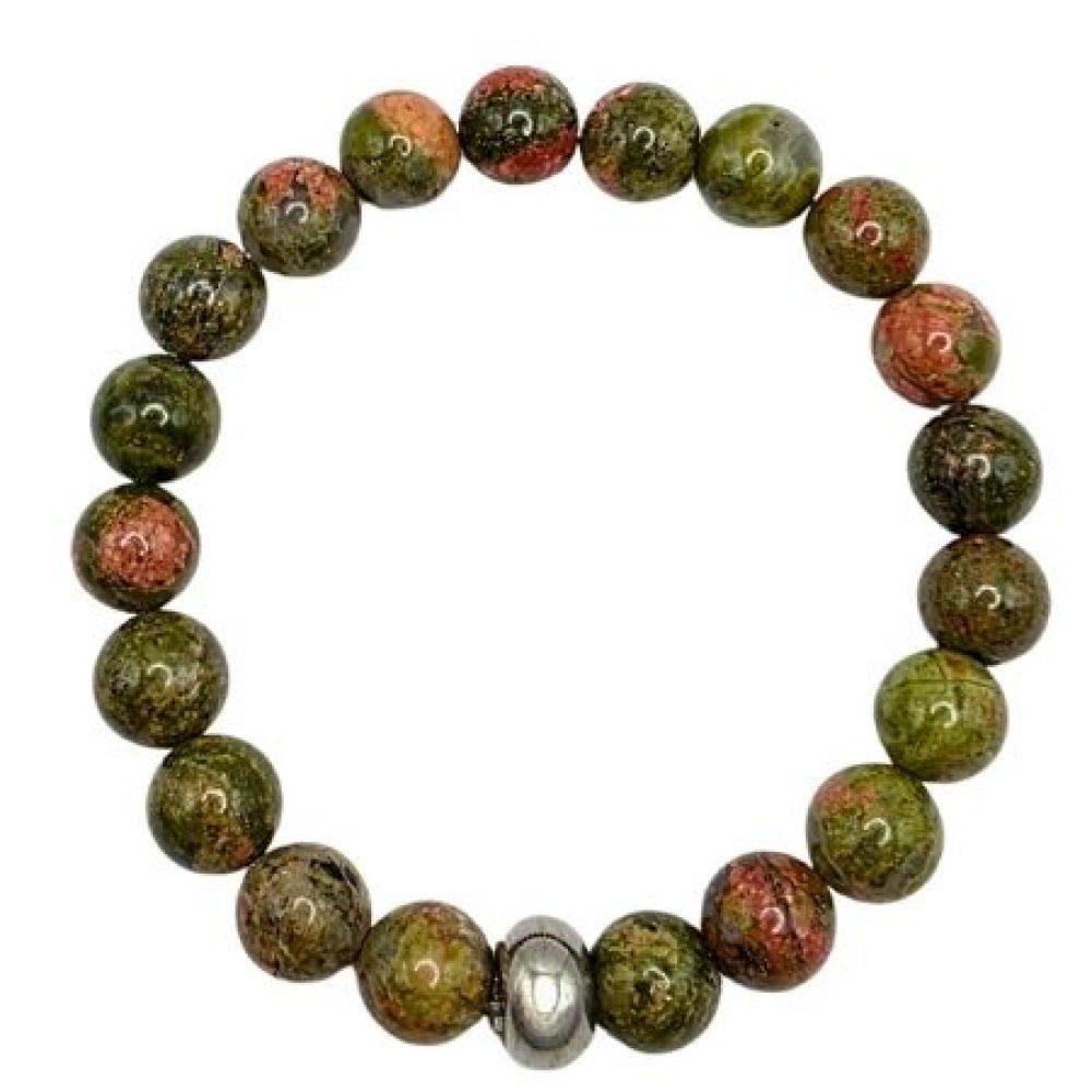 Unakite Gemstone Bracelet: Style-517 (8mm)