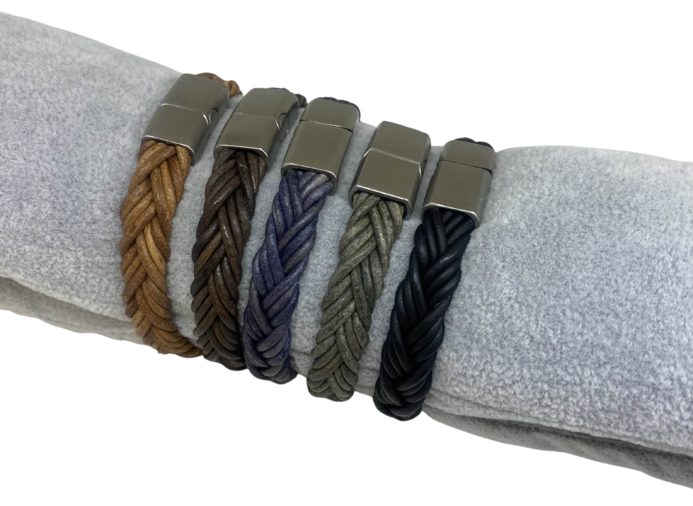 Ibiza braided leather cords - 11*6mm- vintage blue