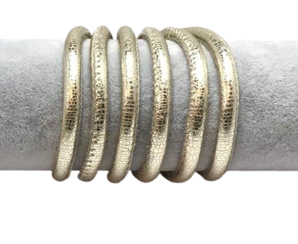 Real Round Nappa Leather cords 6mm- Snake style-Metalic Gold