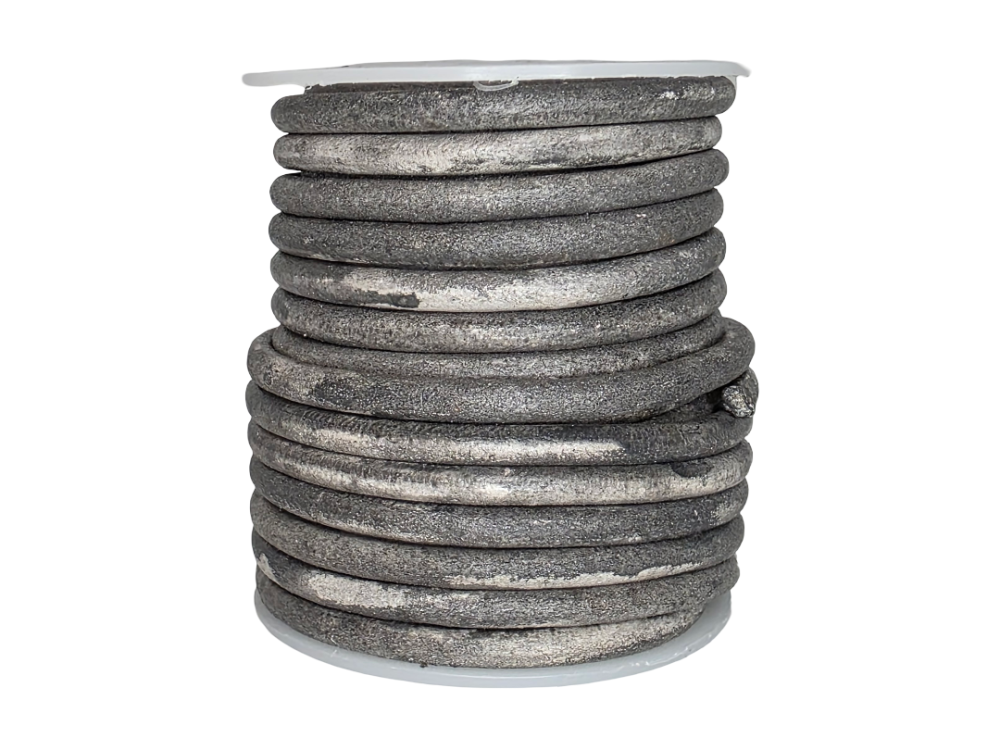 Round leather Cords - 6mm - Vintage grey