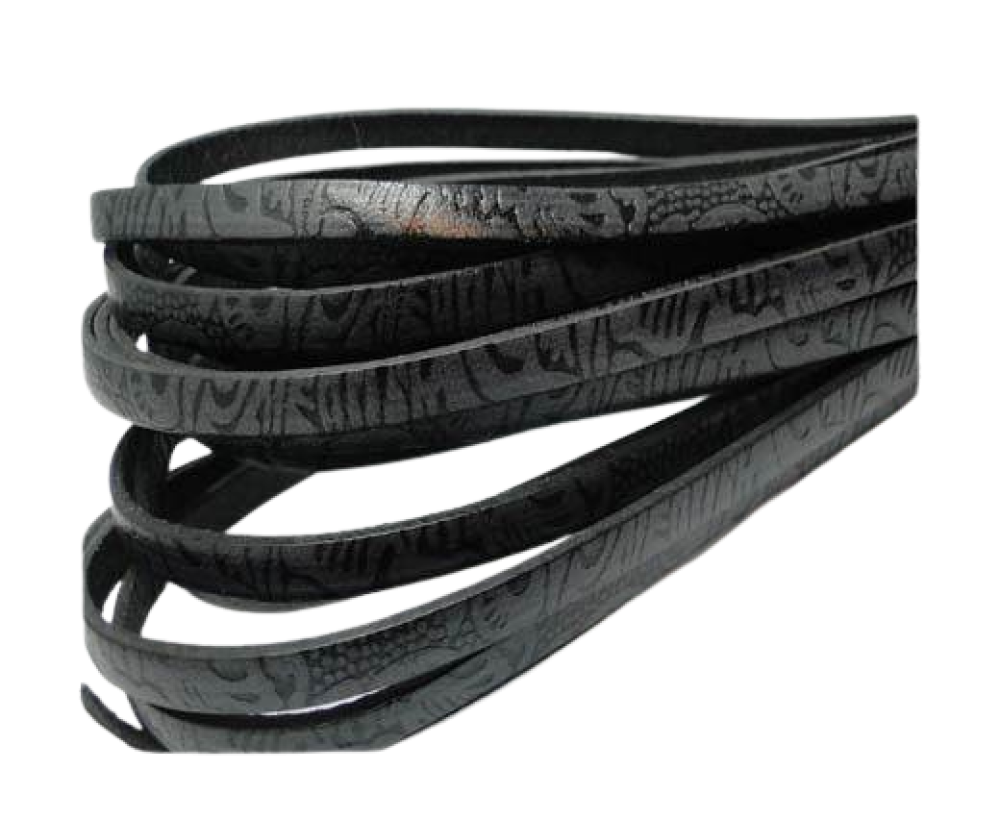 Italia Flat Leather Cords - Maya Style - 5mm -Grey