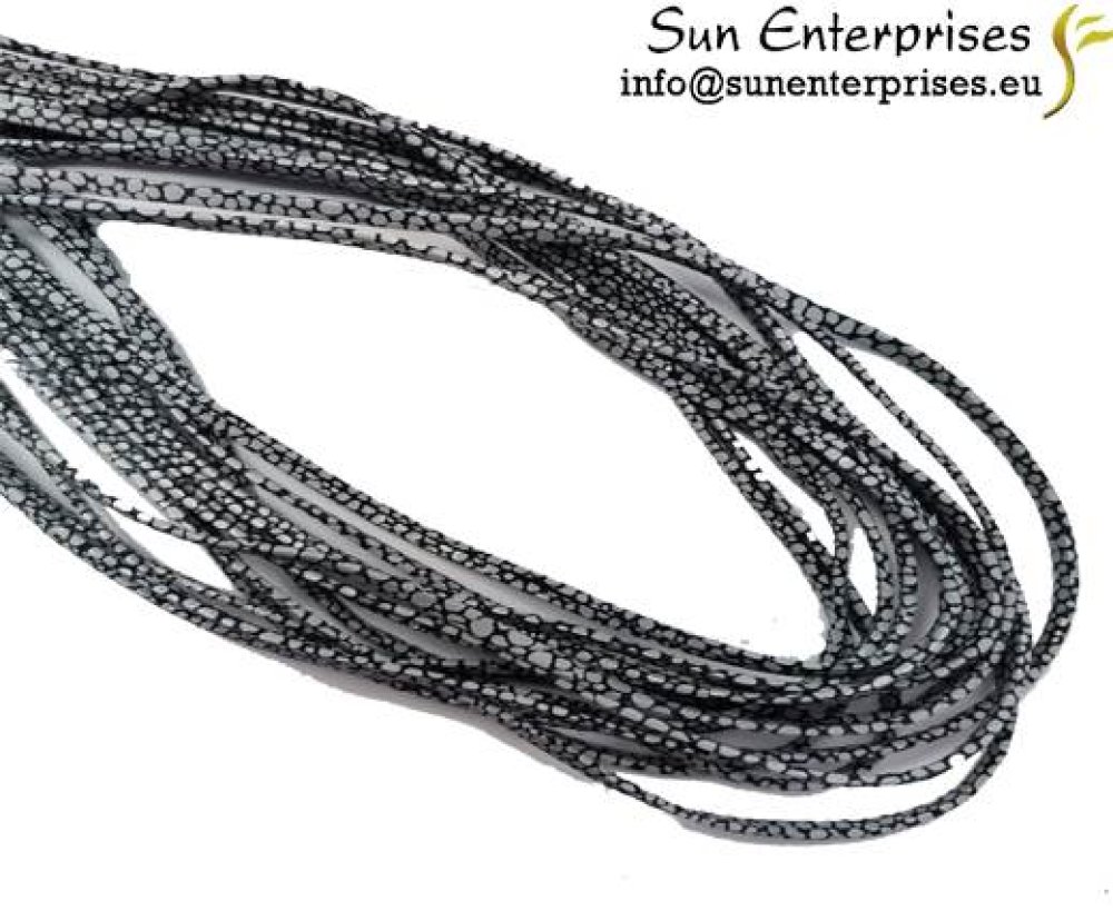 Flat Nappa Leather - 3mm - Raza Dark Blue Paillette white