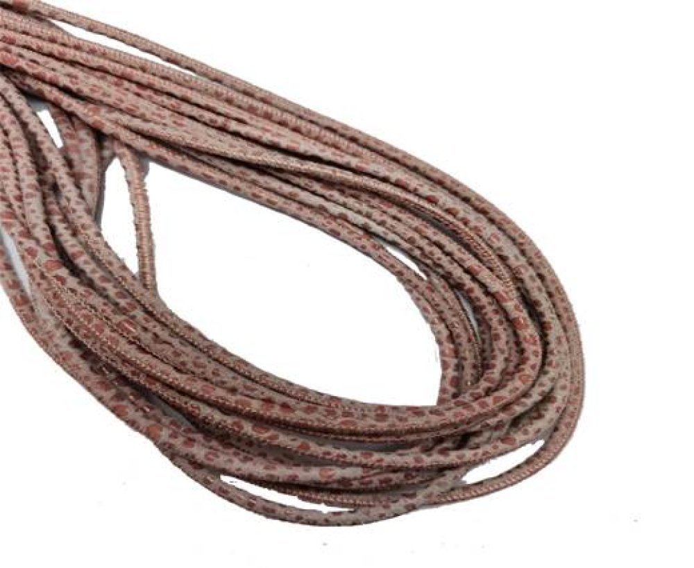 Round Stitched Leather Cord - 3mm - RAZA STYLE - SALMON