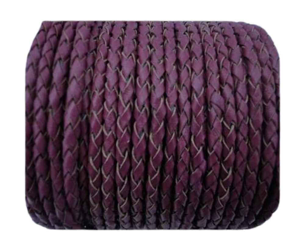 Oslo Round Braided Leather Cord SE/B/543-Plum - 5mm