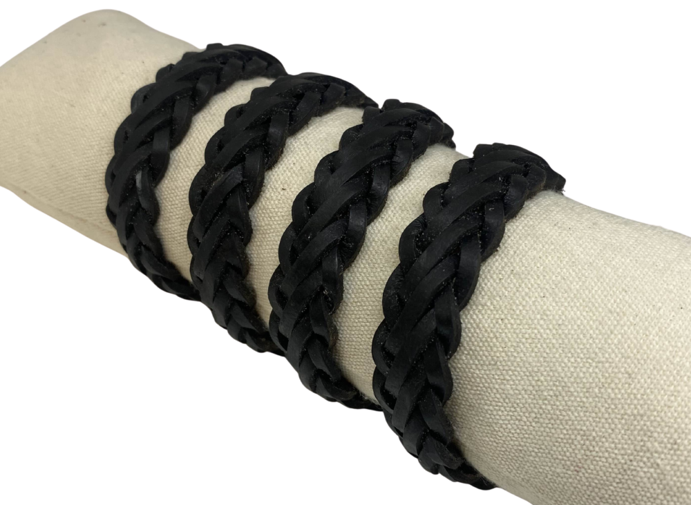 HVAR style hand braided leather cords - black