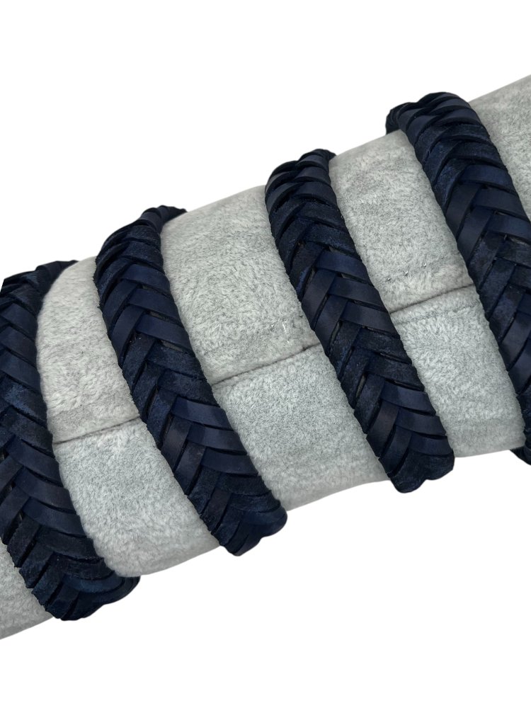 v cross braided leather cord -15mm- DARK BLUE