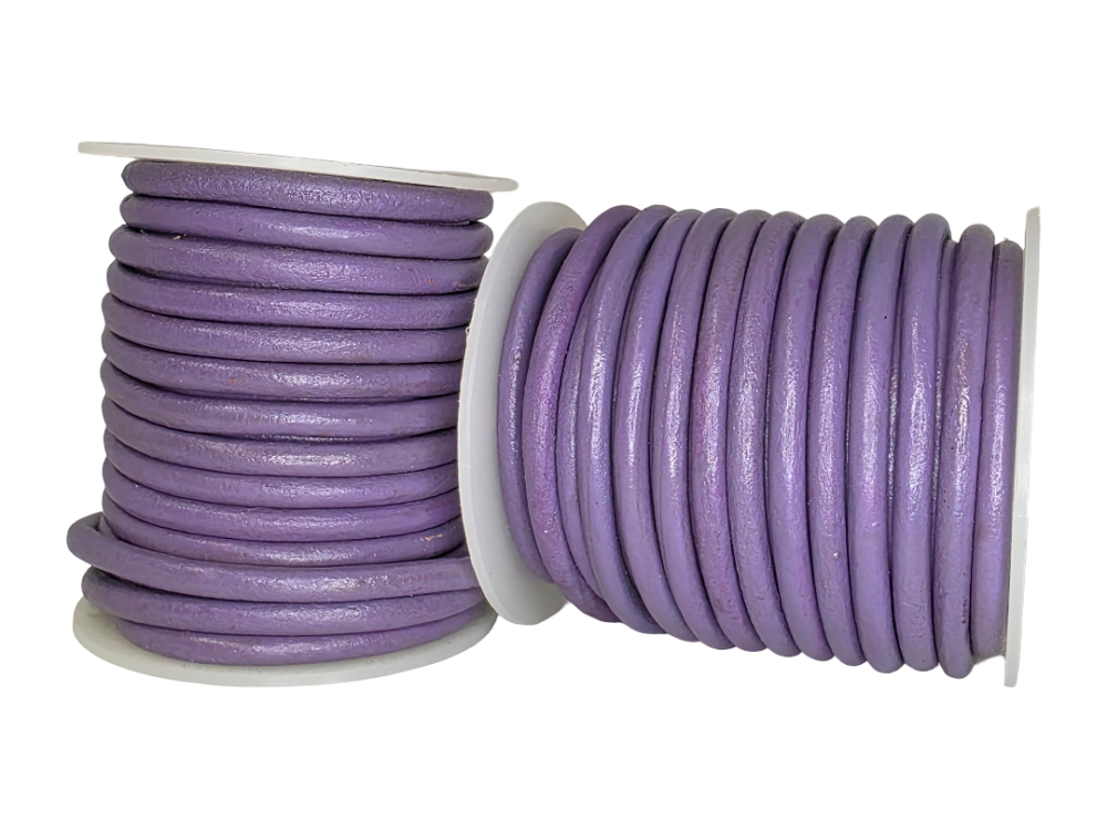 Round Leather Cord - 5mm - Purple