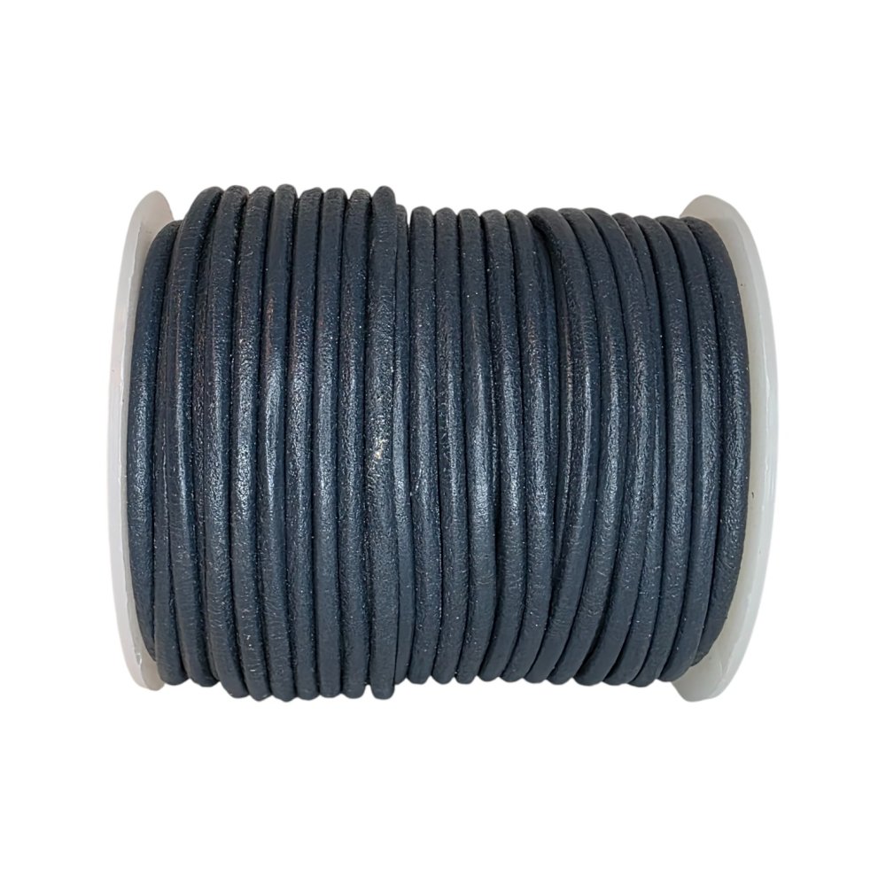 Round leather cord-4mm-  Dark blue