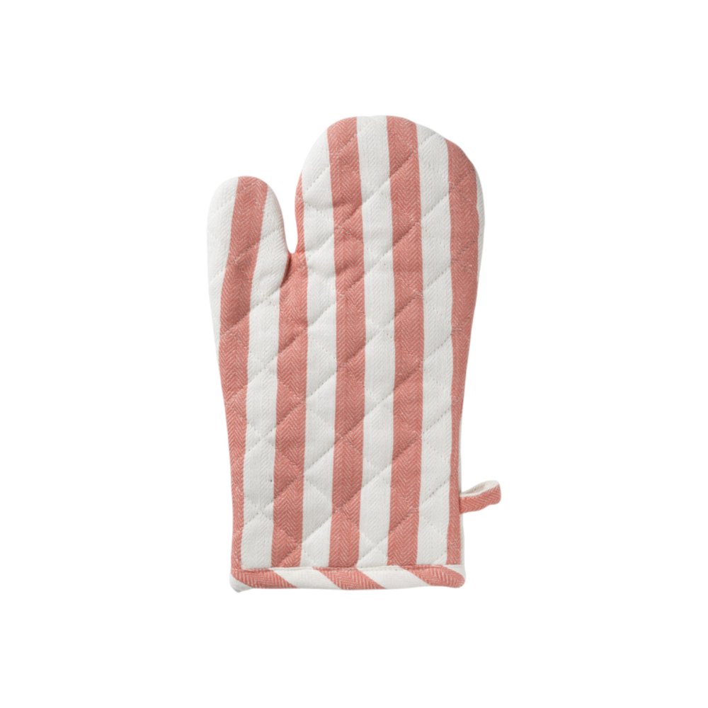 Pink and White Striped Oven Mitt