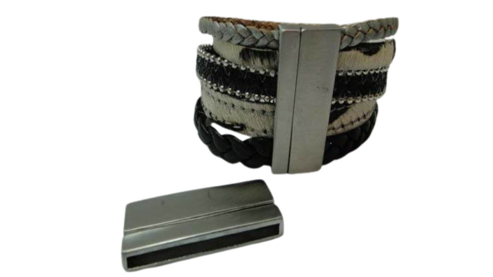 Stainless Steel Magnetic Clasp-Matt Steel-MGST-229-40*3mm