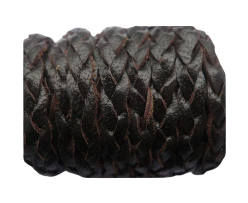 Choti Braided Leather Cords - 6mm - Dark Brown