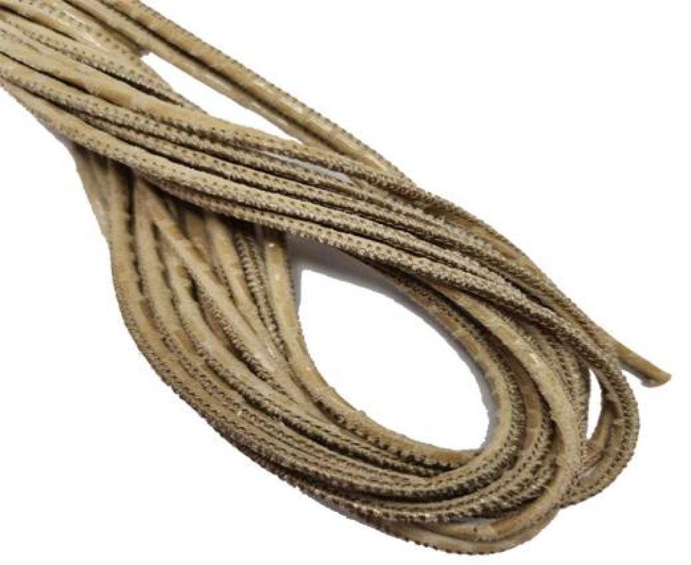 Round Nappa Stitched Leather Cord - 3mm - SNAKE LIZARD STYLE BEIGE