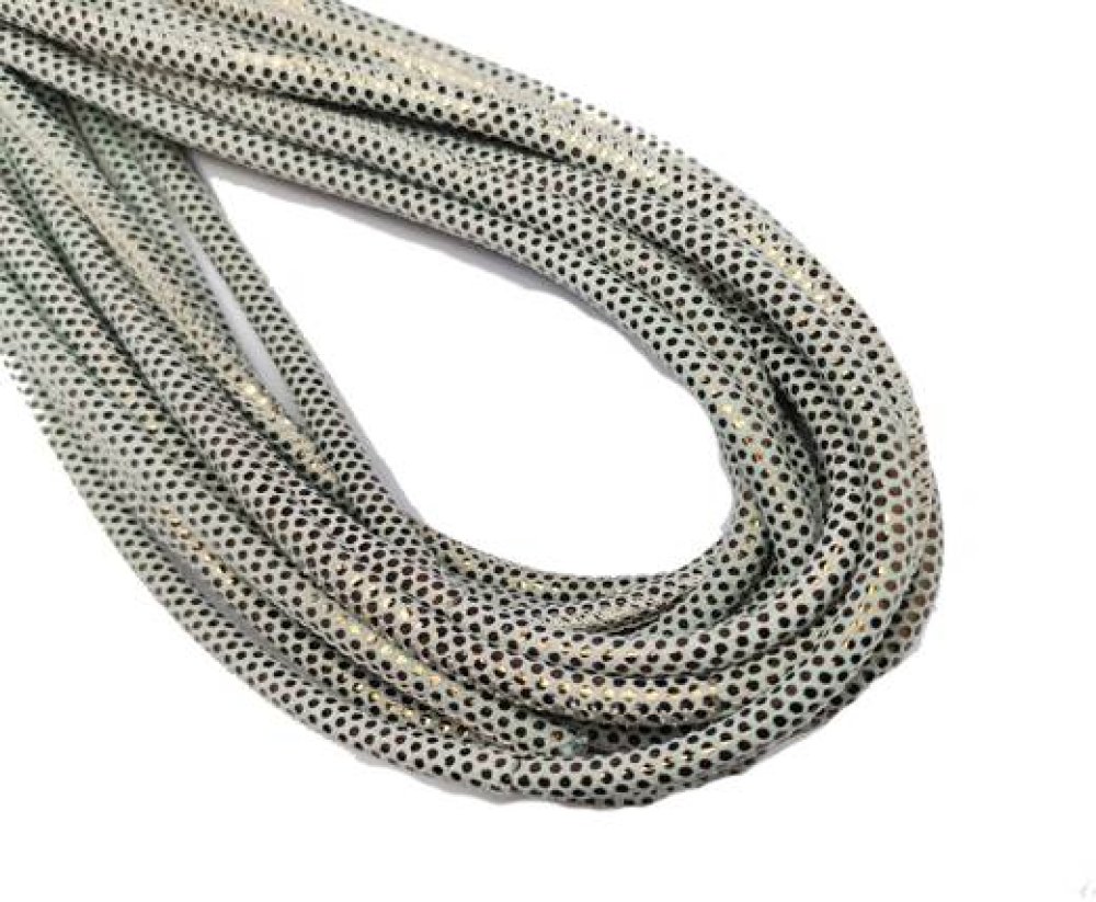 Round Stitched Nappa Leather Cord-4mm-special multidot silver