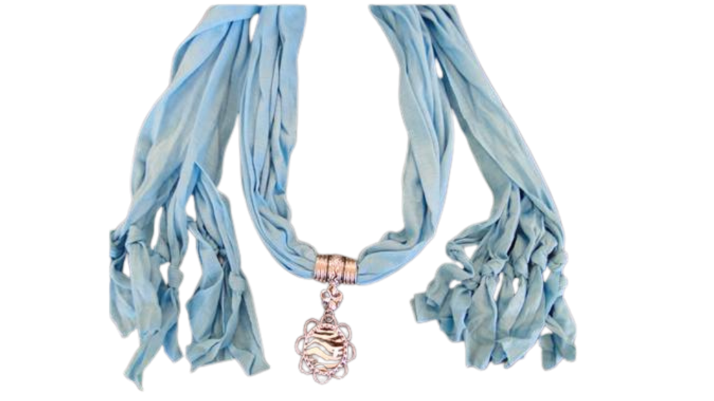 Scarf With Beads - Style 10 - Turquoise