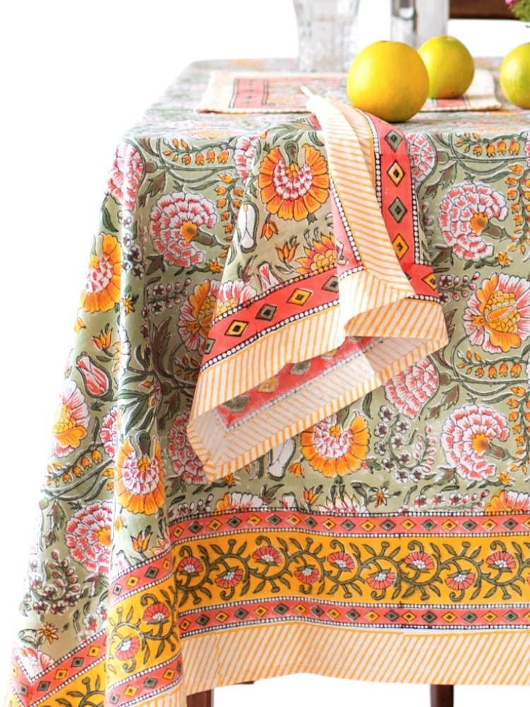 Brightly Patterned Waxed Tablecloth