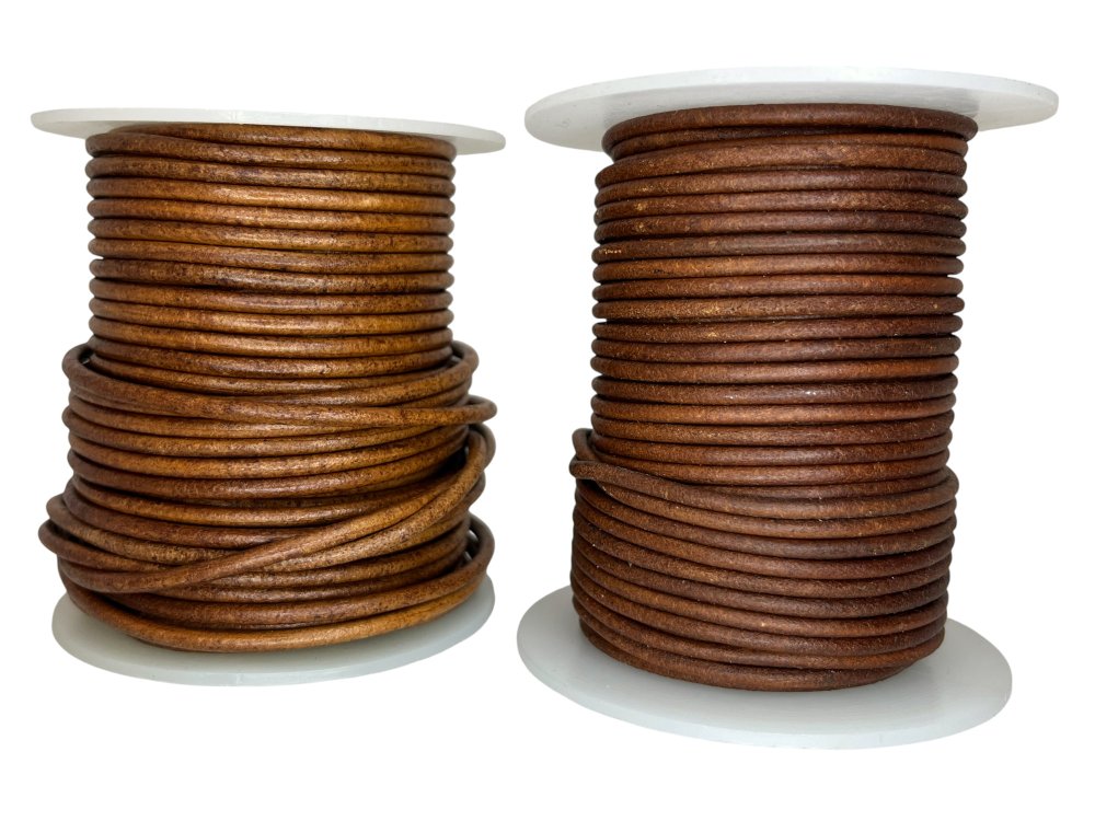 Round Leather Cord - Vintage Dark Tan - 2mm