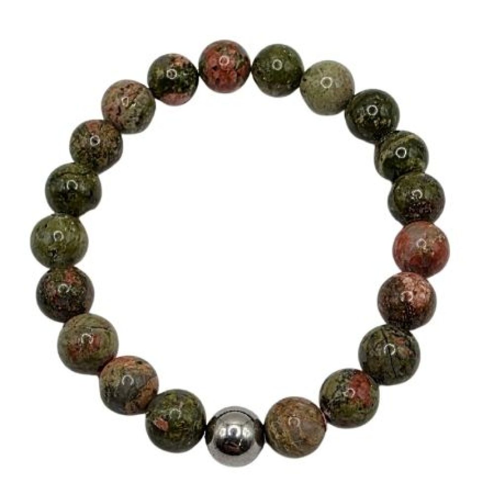 Unakite Gemstone Bracelet: Style-518 (8mm)