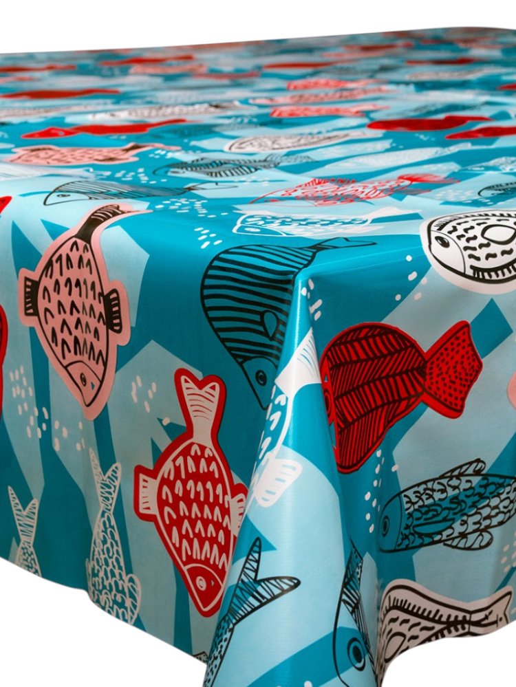 Fish Patterned Waxed Tablecloth