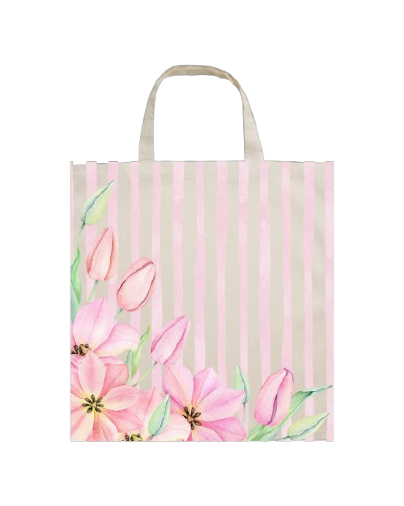 Cotton Tote Bag - pink flower