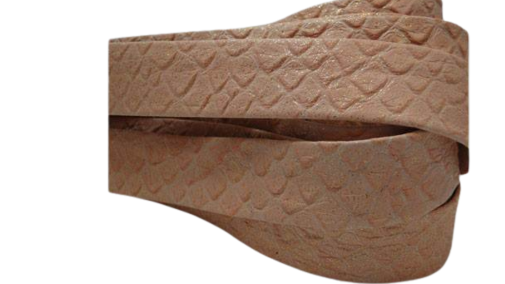 Nappa Leather Flat-snake patch style old pink-20mm
