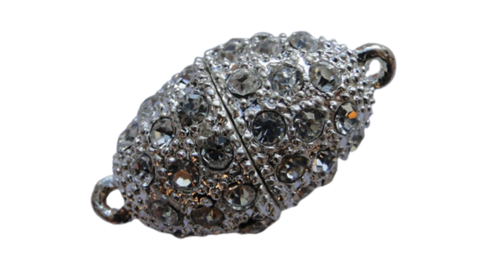 Magnetic Lock with Crystals - MG3-14mm-Silver