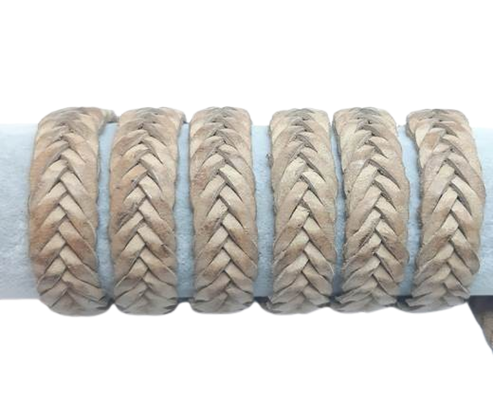 15mm-Montana Flat Braided leather cords-white