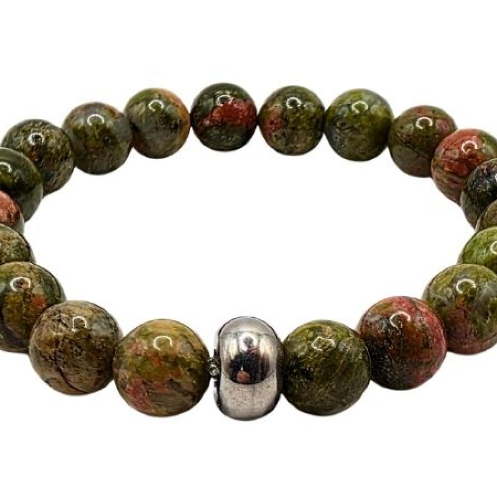 Unakite Gemstone Bracelet: Style-517 (8mm)