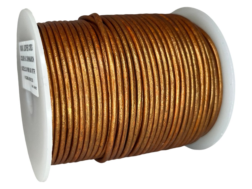 Round Leather Cord - 2mm - Metallic Burnt Orange