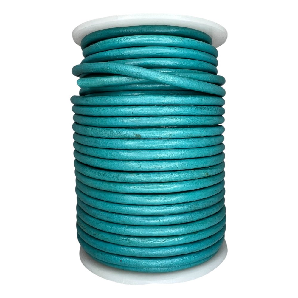 Round Leather Cord -5mm - Turquoise