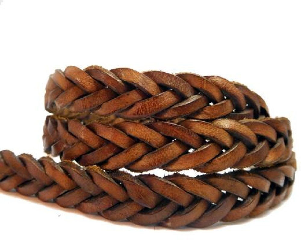 Montana braided Leather cords - 15mm -Vintage Brown