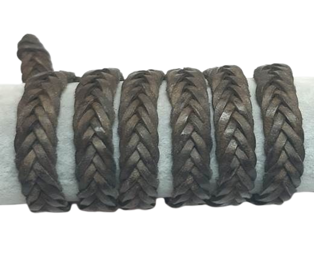 15mm-Montana Flat Braided leather cords -Brown