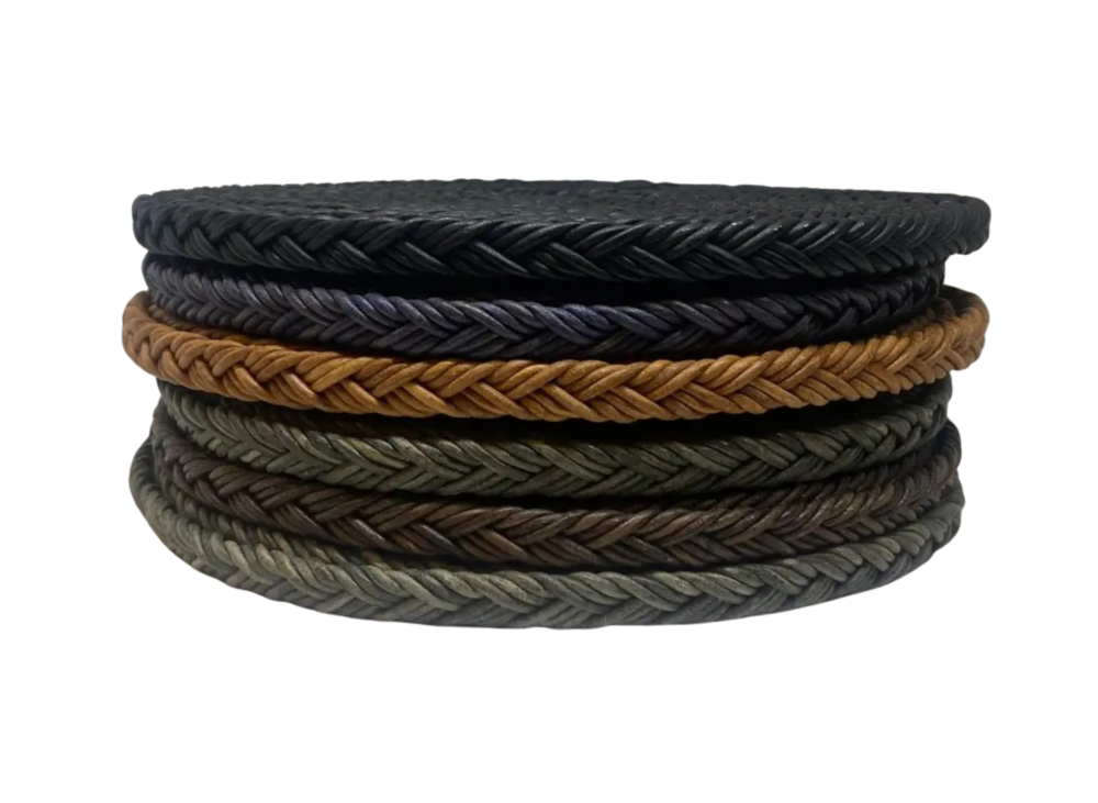 Ibiza braided leather cords - 11*6mm- vintage blue