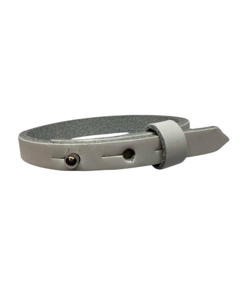Italian Snap Leather Bracelet - white - 23cm